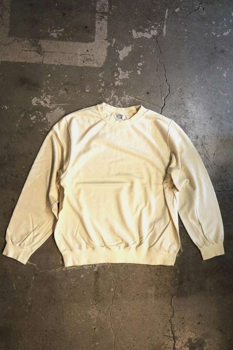 01-0044 Light Weight French Terry Crewneck Sweat Shirt (43  PALE YELLOW)