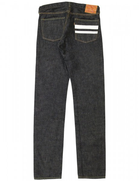 0105SP 15.7oz Deep Colored Indigo Going to Battle Label narrow tapered (One Wash)