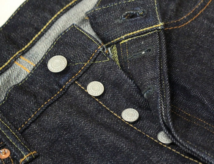 0105SP 15.7oz Deep Colored Indigo Going to Battle Label narrow tapered (One Wash)