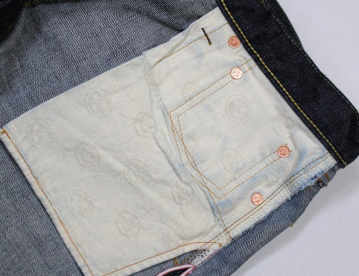 0105SP 15.7oz Deep Colored Indigo Going to Battle Label narrow tapered (One Wash)