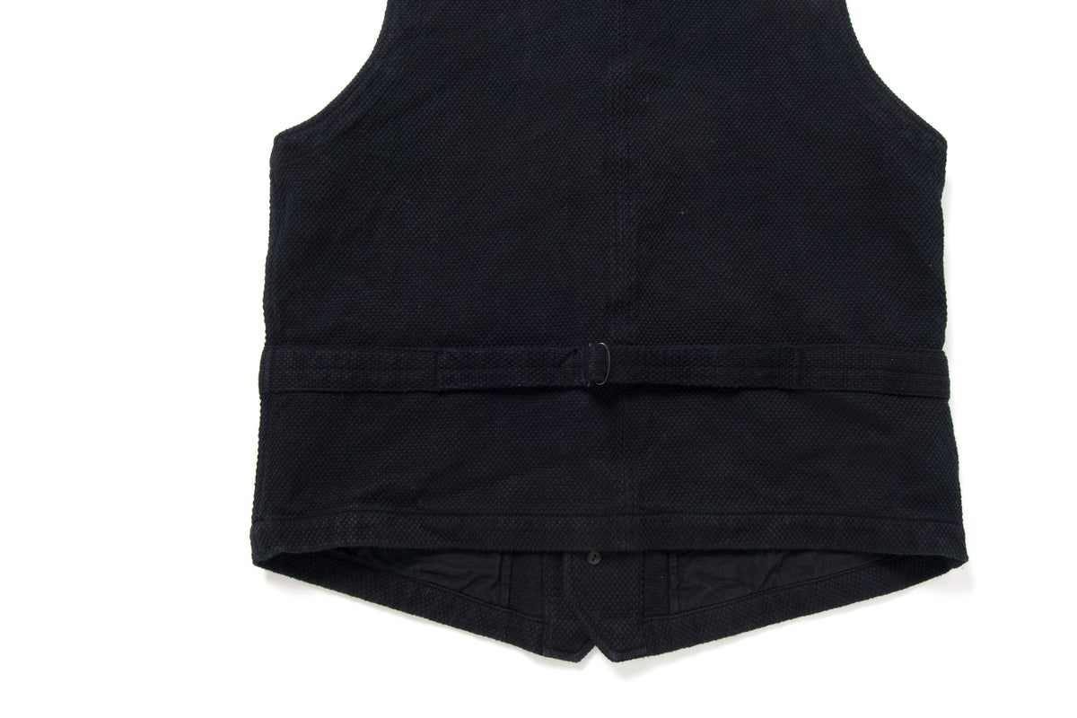 4573 Kyoto Black Dyed Sashiko Vest