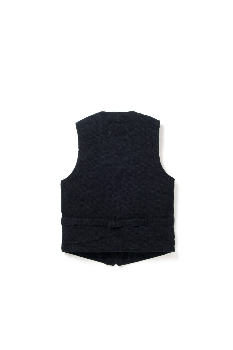 4573 Kyoto Black Dyed Sashiko Vest