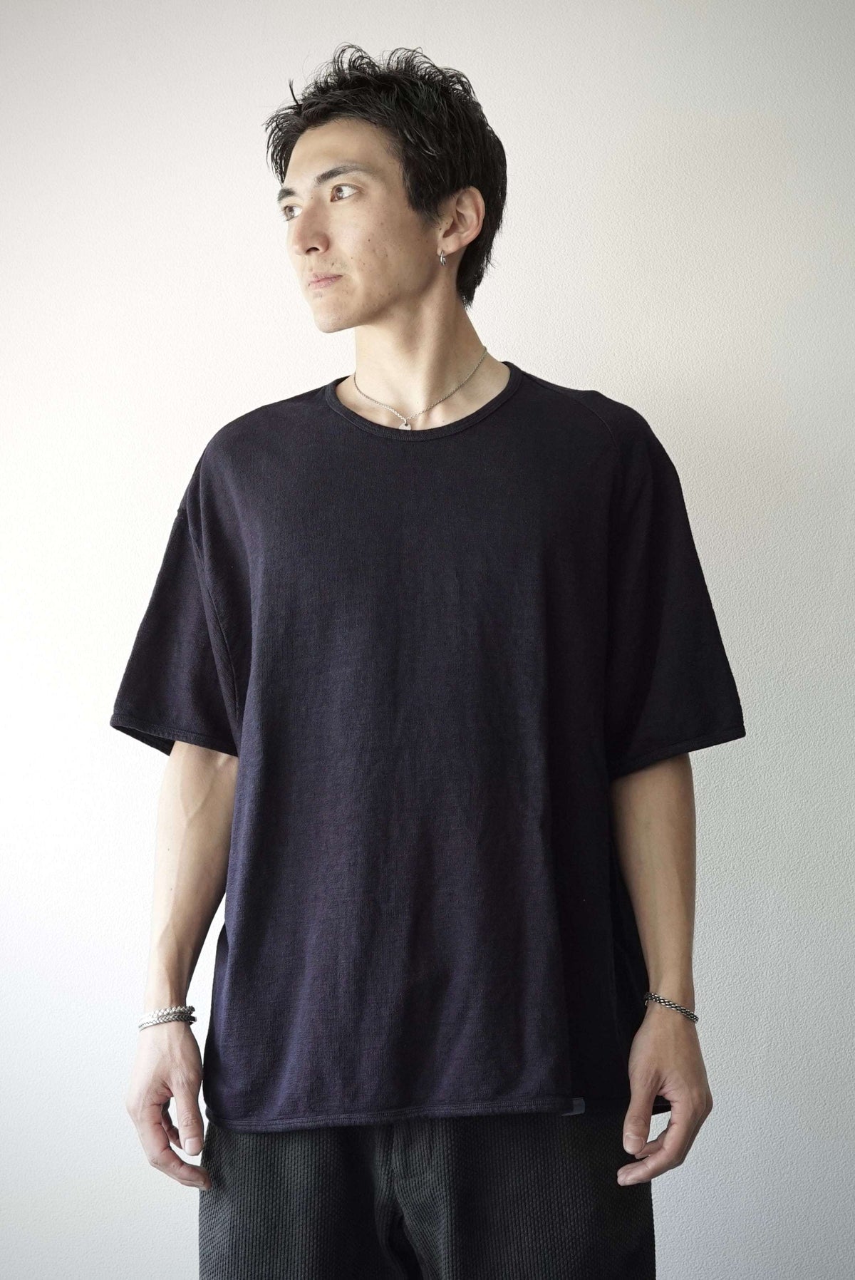 【CAPERTICA】CAP708CS04-ND Natural Dyed Linen Heavy Jersey / Asymmetry Tee
