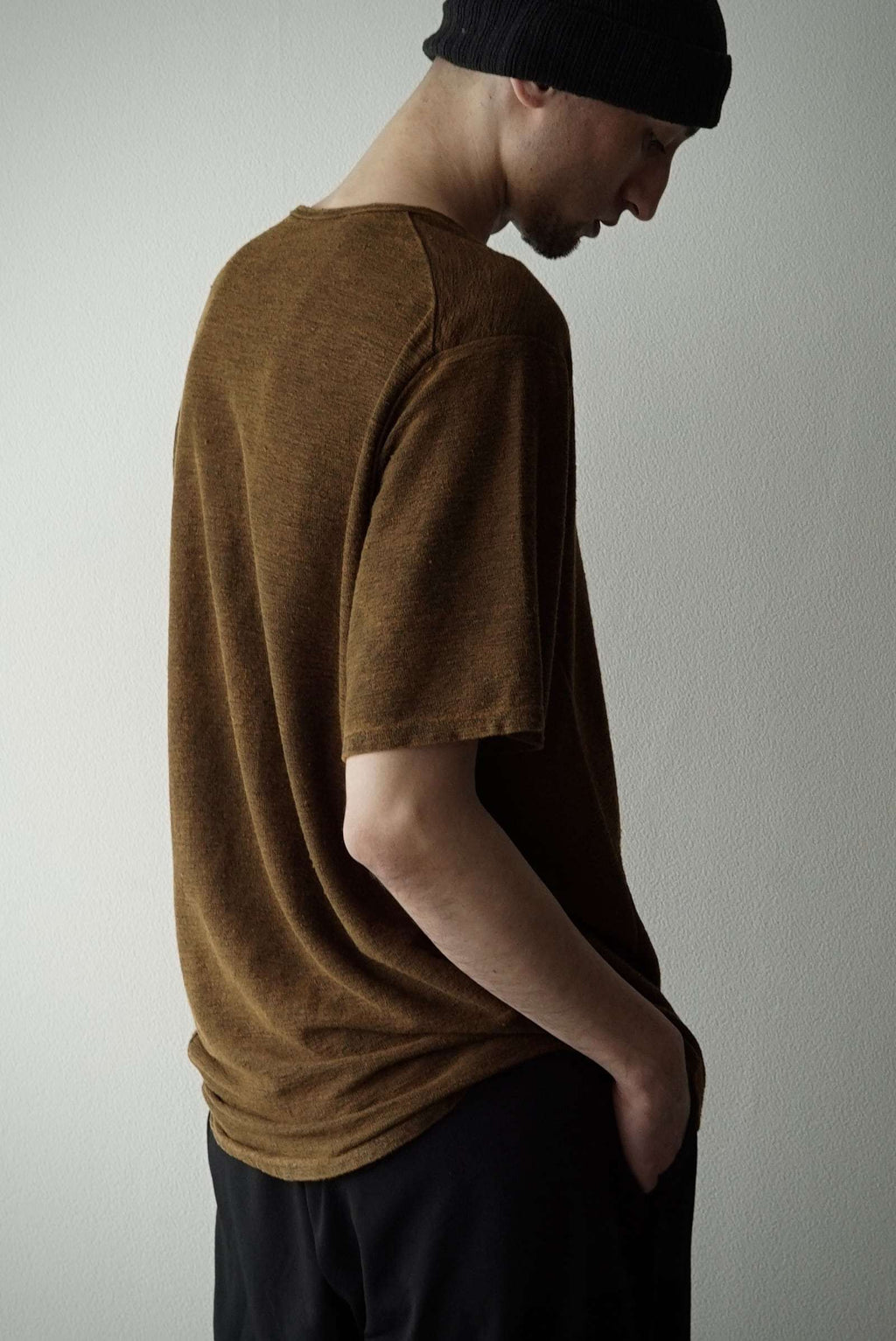 【CAPERTICA】CAP709CS13 Natural Dyed Linen Heavy Jersey / Solid H/S Tee
