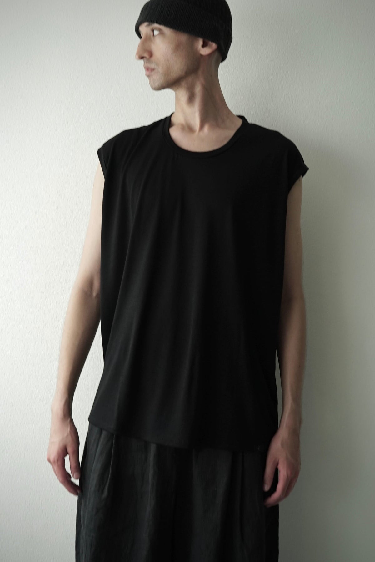 【CAPERTICA】CAP711CS02 Super120s Washable Wool jersey / Loosey Tank_Top