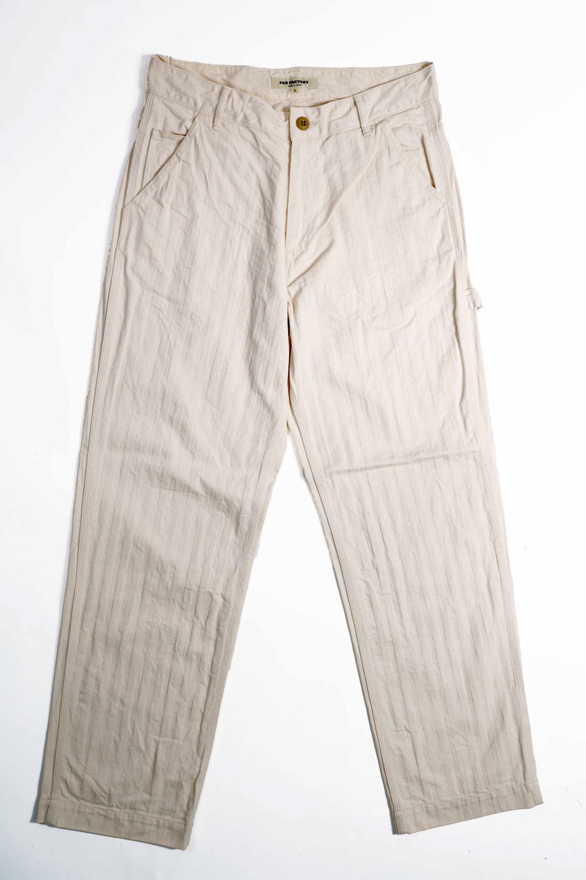 F0485  HERRINGBONE PAINTER PANTS (66 ECRU) WIDE TAPERED