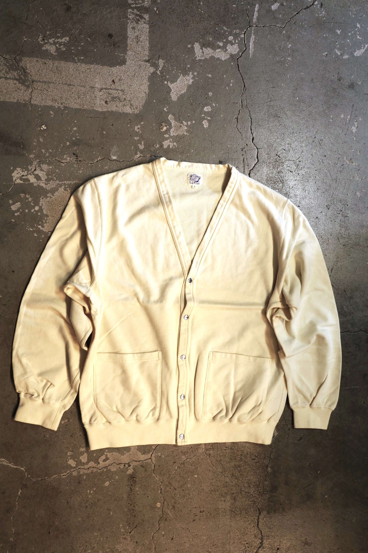 01-0043 LIGHT WEIGHT FRENCH TERRY SWEAT SHIRT CARDIGAN (43  PALE YELLOW)