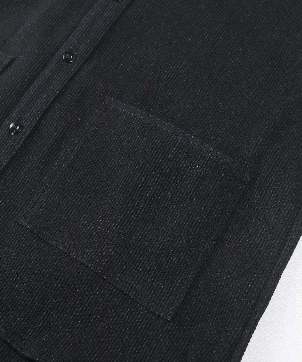 JBOT1327 Sashiko Black Big Shirts Jacket