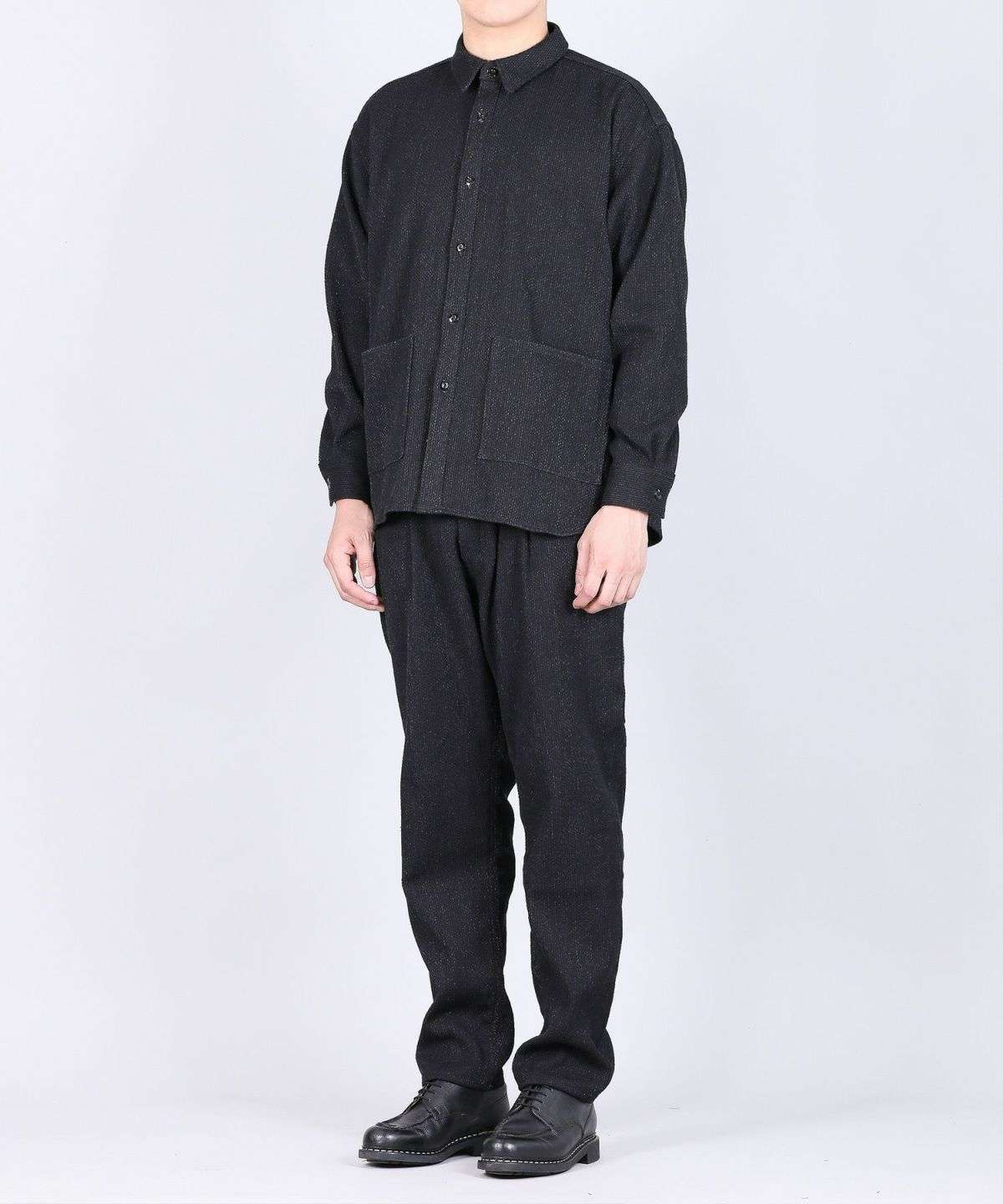 JBOT1327 Sashiko Black Big Shirts Jacket