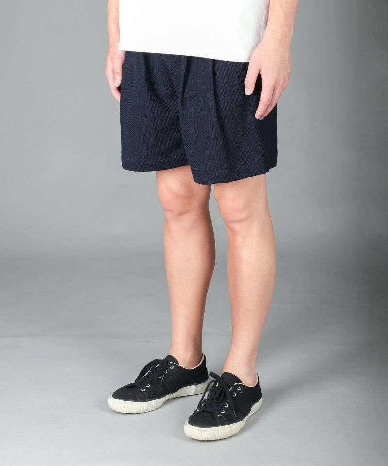 JBSP1004 11oz Indigo Sashiko Jaquard Tuck Shorts