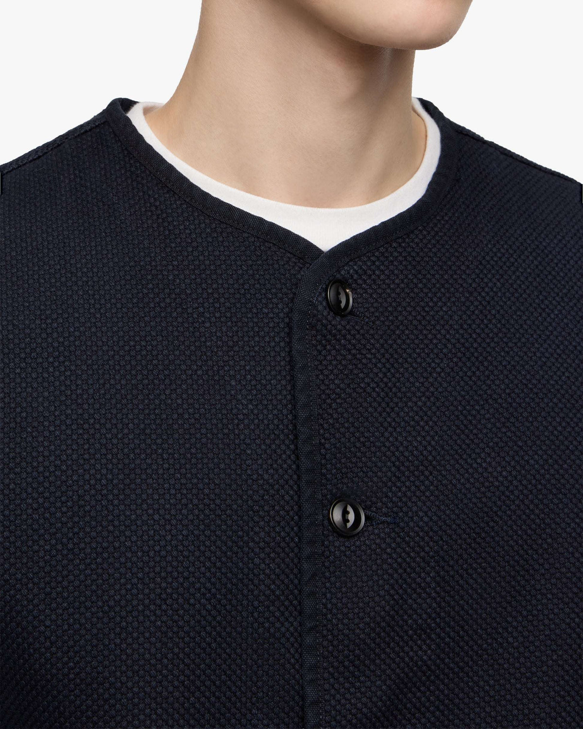 MMVE6000 SASHIKO VEST OVERDYE (INDIGO, BLACK)