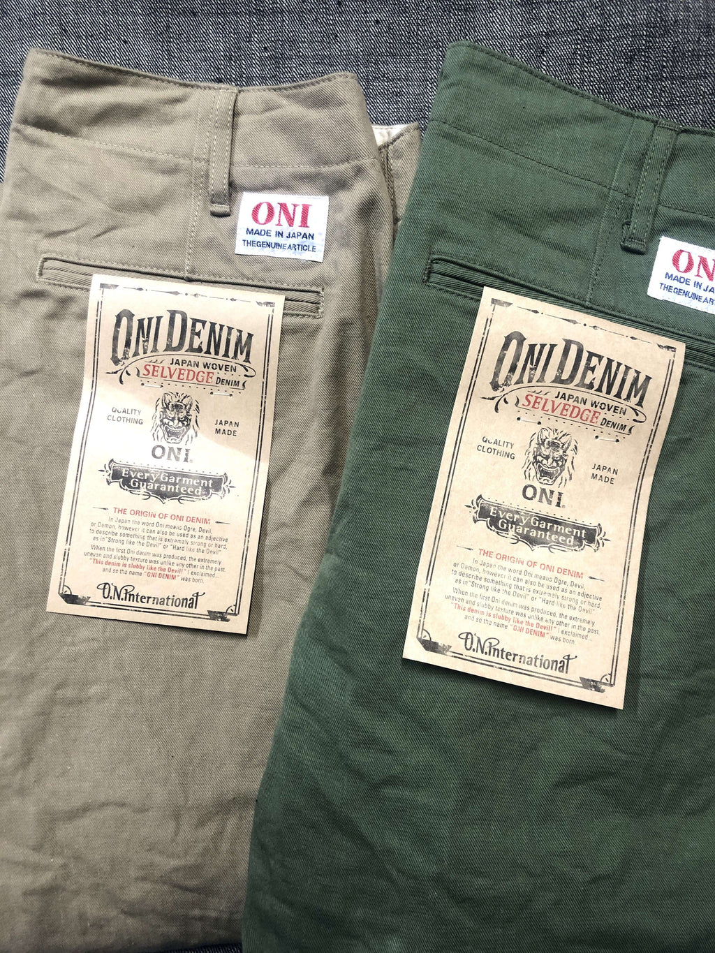 ONI737-SVC  9.5oz Selvedge Chino Trousers