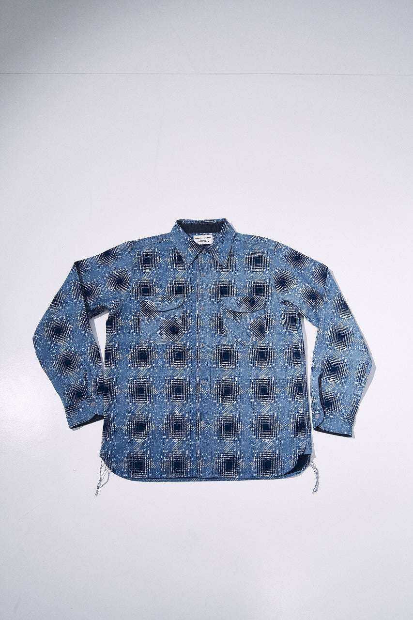SSS26-YBC Indigo-dyed Snow Ombre Check Pattern Work Shirt