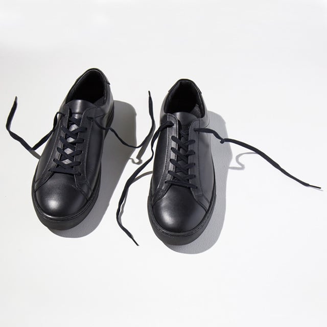 "STANLEY" LACE UP LEATHER SNEAKER (WHITE, BLACK)