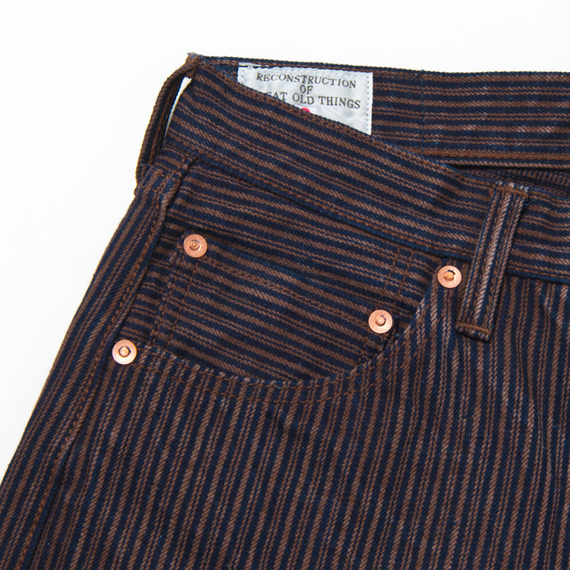 D1830 14OZ KAKISHIBU DENIM HICKORY JEANS RELAX TAPERED