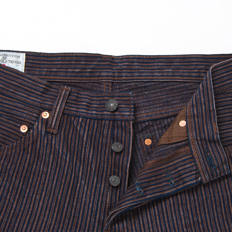 D1830 14OZ KAKISHIBU DENIM HICKORY JEANS RELAX TAPERED