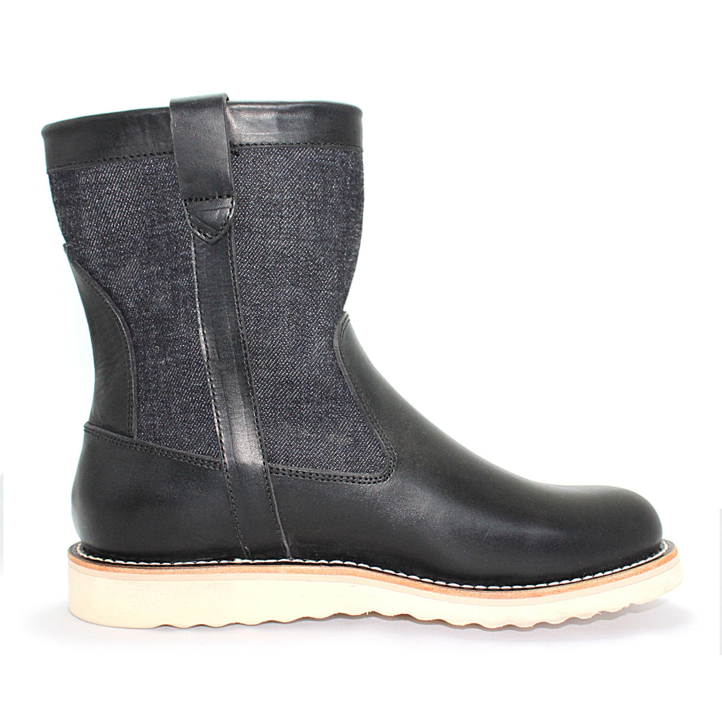 MD-019 Momotaro Jeans Denim Farmer Boots (Black)