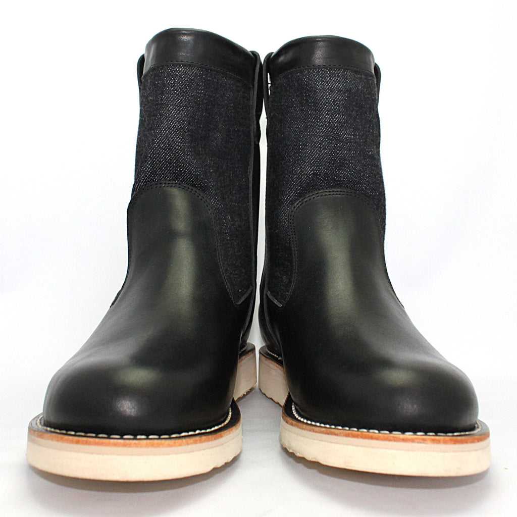 MD-019 Momotaro Jeans Denim Farmer Boots (Black)