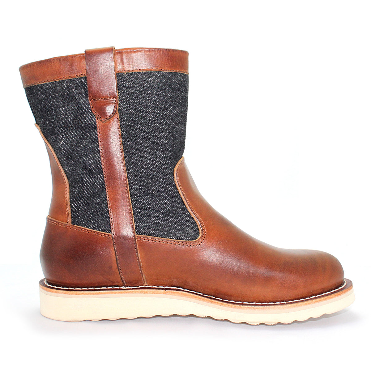 MD-019 Momotaro Jeans Denim Farmer Boots (Brown)